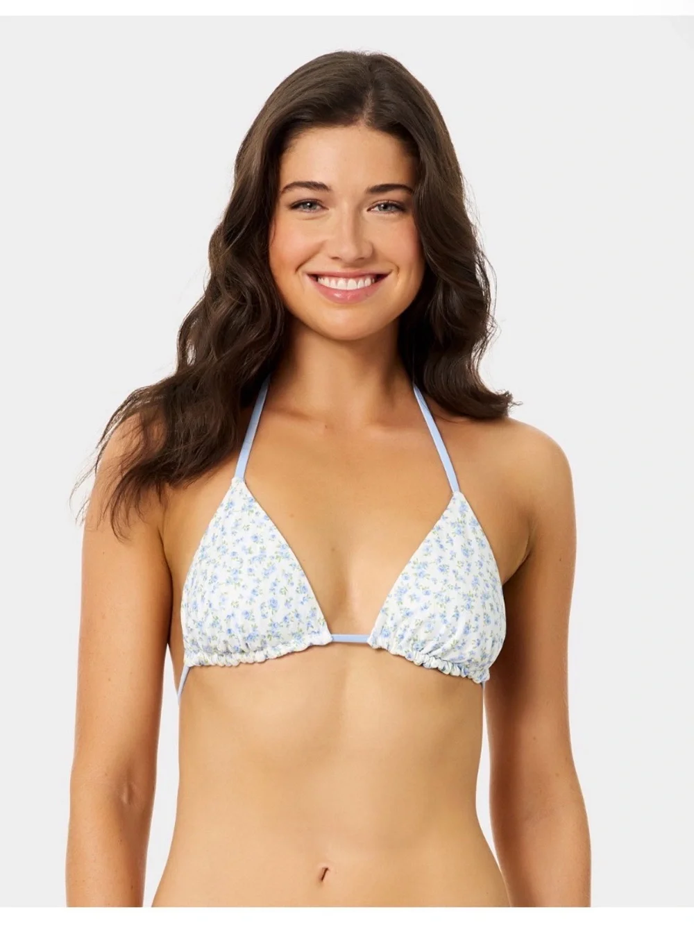 NWT Reversible Triangle Bikini Top Light Blue/White